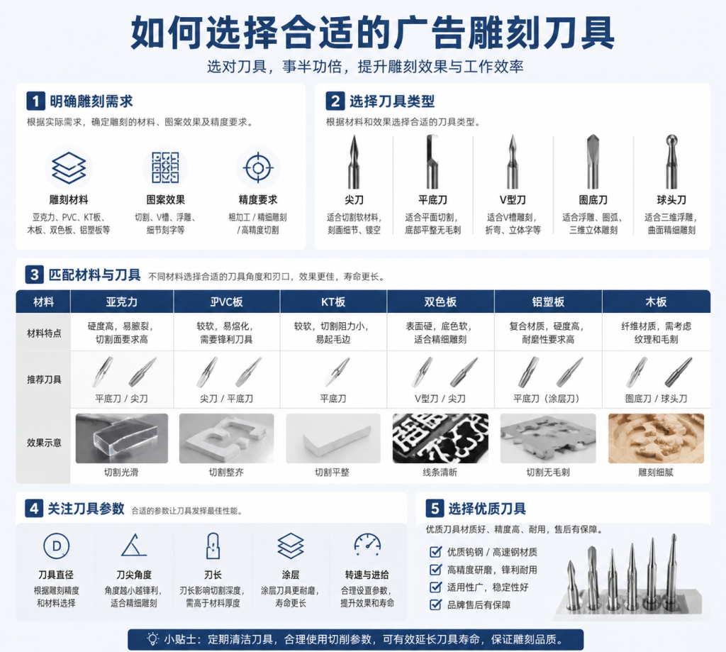 Advertising carving tools for acrylic wood stone and film